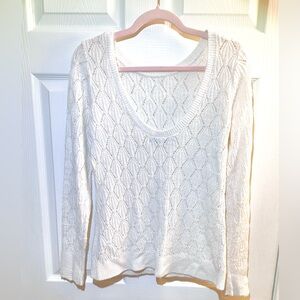 (Abercrombie & Fitch)  Fine Knit White Sweater, size L